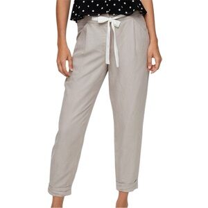 Wilfred Aritzia Linen Pants Sz: 2 Grey Drawstring  Tapered Ankle Cropped Coastal